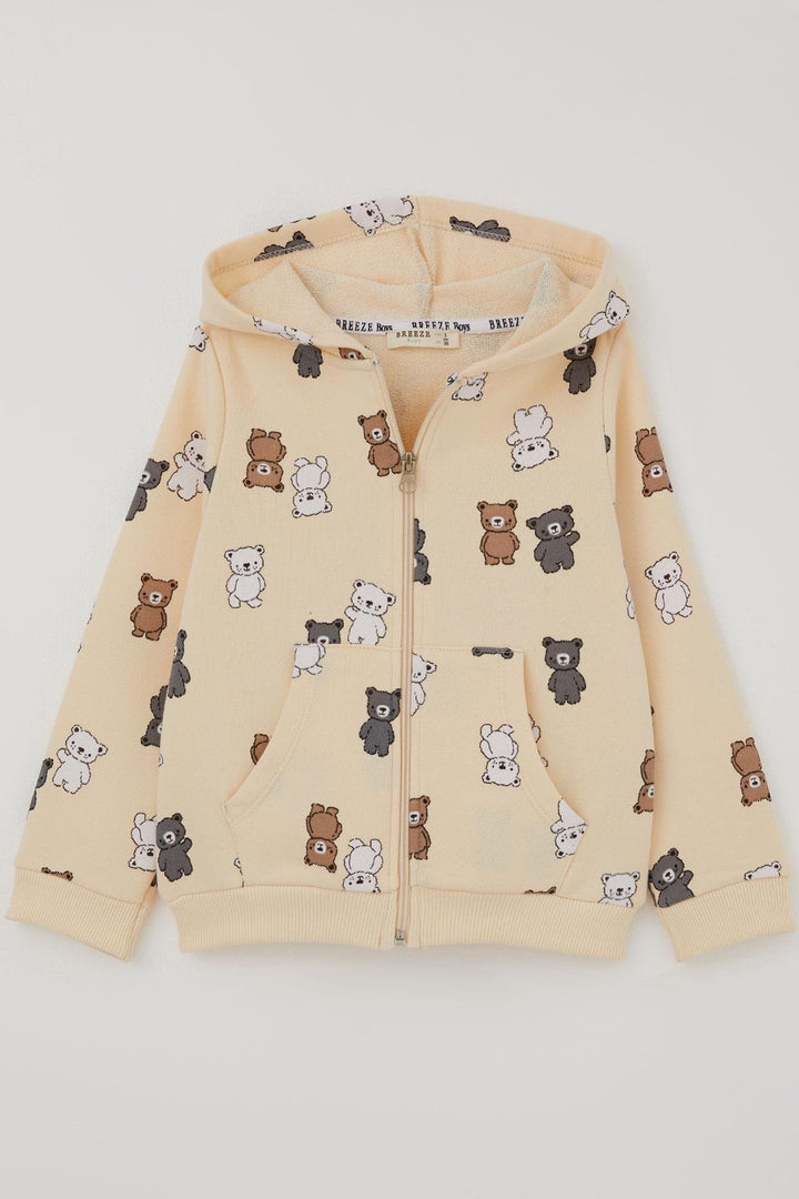 BRE Breeze Baby Boy Cardigan Cute Colorful Baby Bear Patterned 9 Months-3 Years, Cream - Chalkída