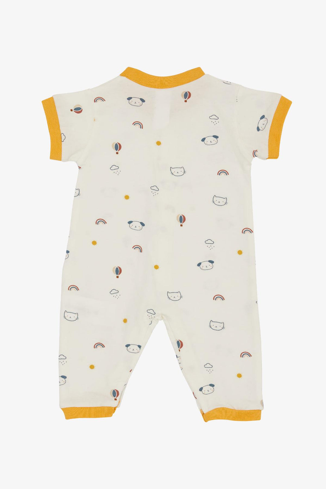 BRE Breeze Baby Boy Short Sleeve Romper Sky Themed Animal Patterned 0-6 Months, Ecru - Sheffield