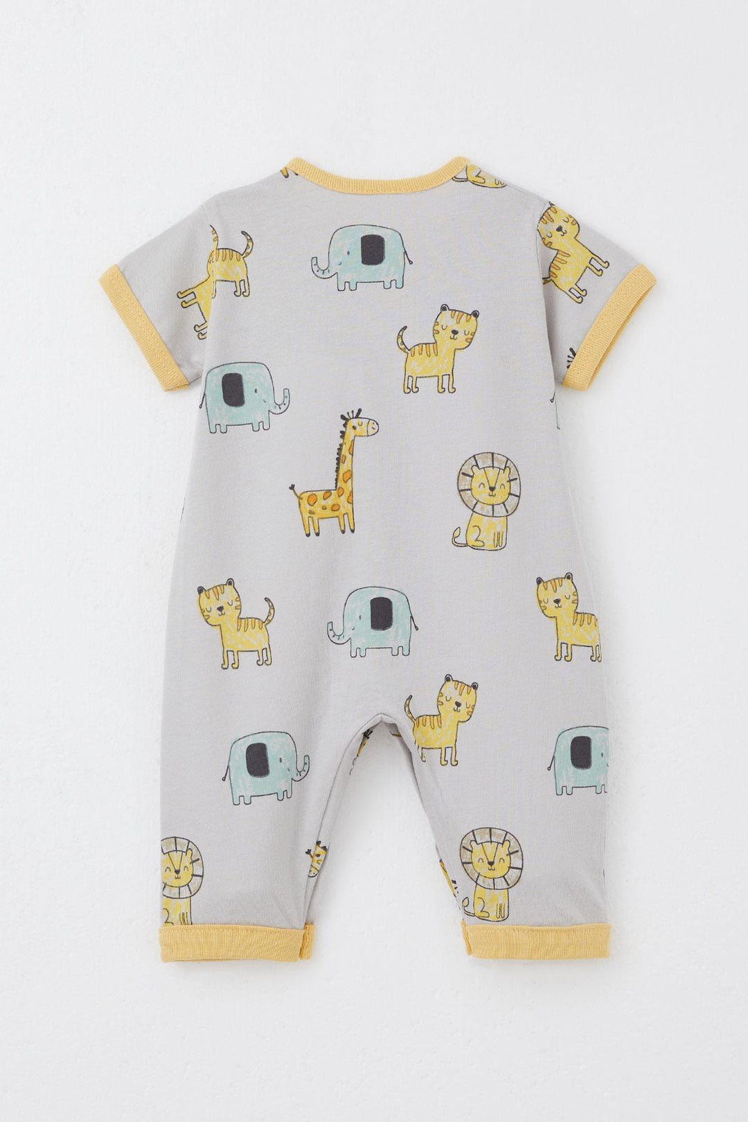 BRE Breeze Baby Boy Short Sleeve Romper Cute Animal Patterned 0-6 Months, Gray - Andújar