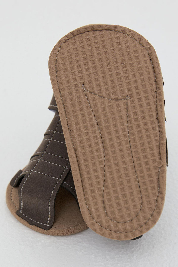 BRE Breeze Baby Boy Nubuck Sandals with Velcro, Size 189, Brown - Canton