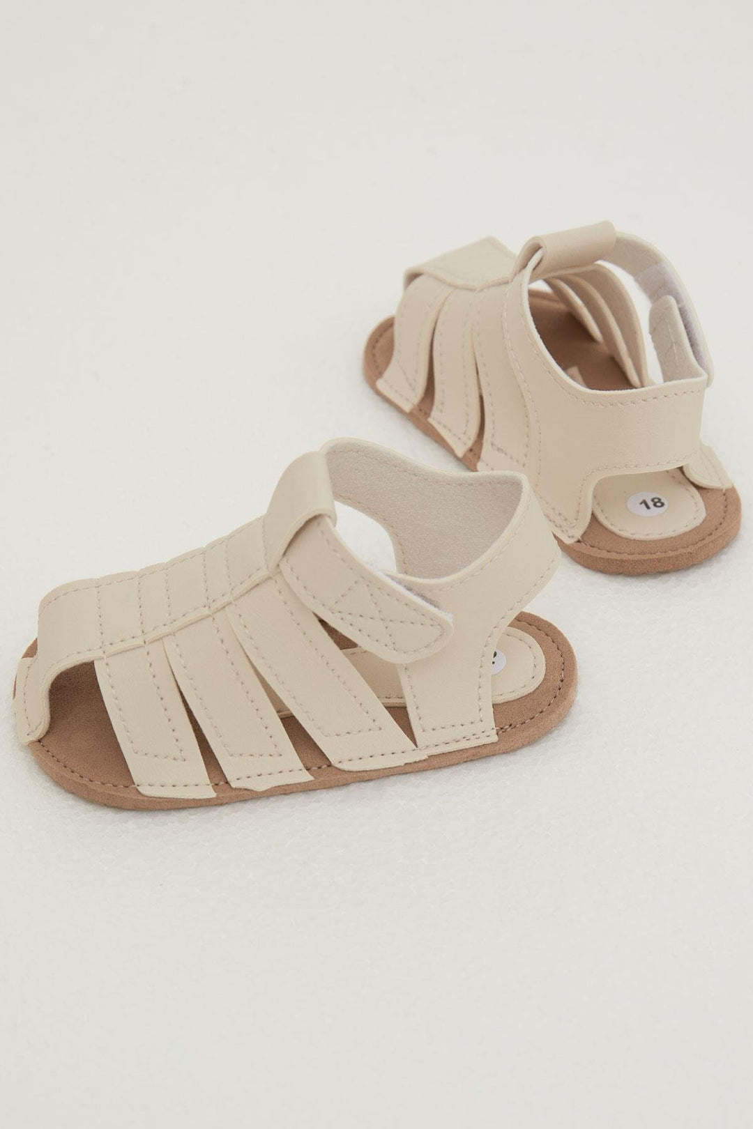 BRE Breeze Baby Boy Nubuck Sandals with Velcro, Size 189, Cream - Warrington