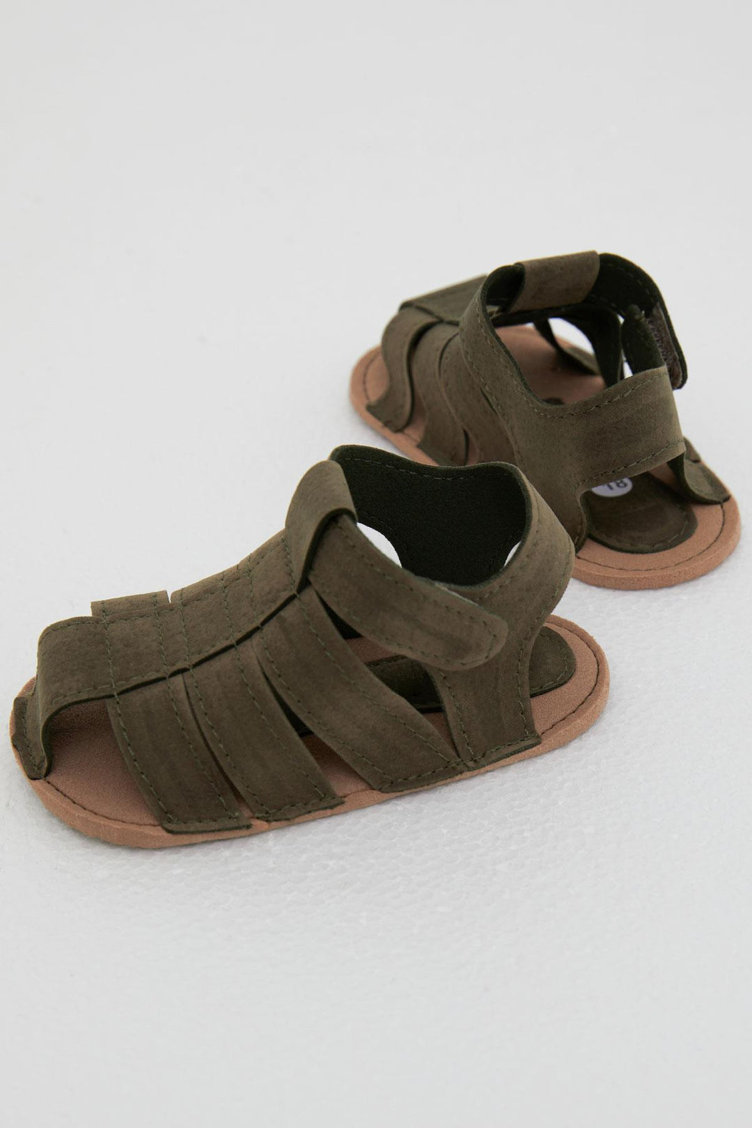 BRE Breeze Baby Boy Nubuck Sandals with Velcro, Size 189, Dark Khaki Green. - Ciudad Lázaro Cárdenas