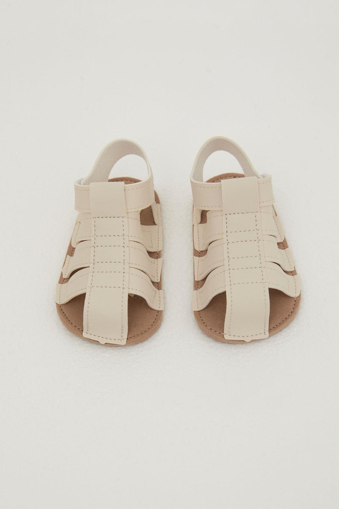 BRE Breeze Baby Boy Nubuck Sandals with Velcro, Size 189, Cream - Warrington