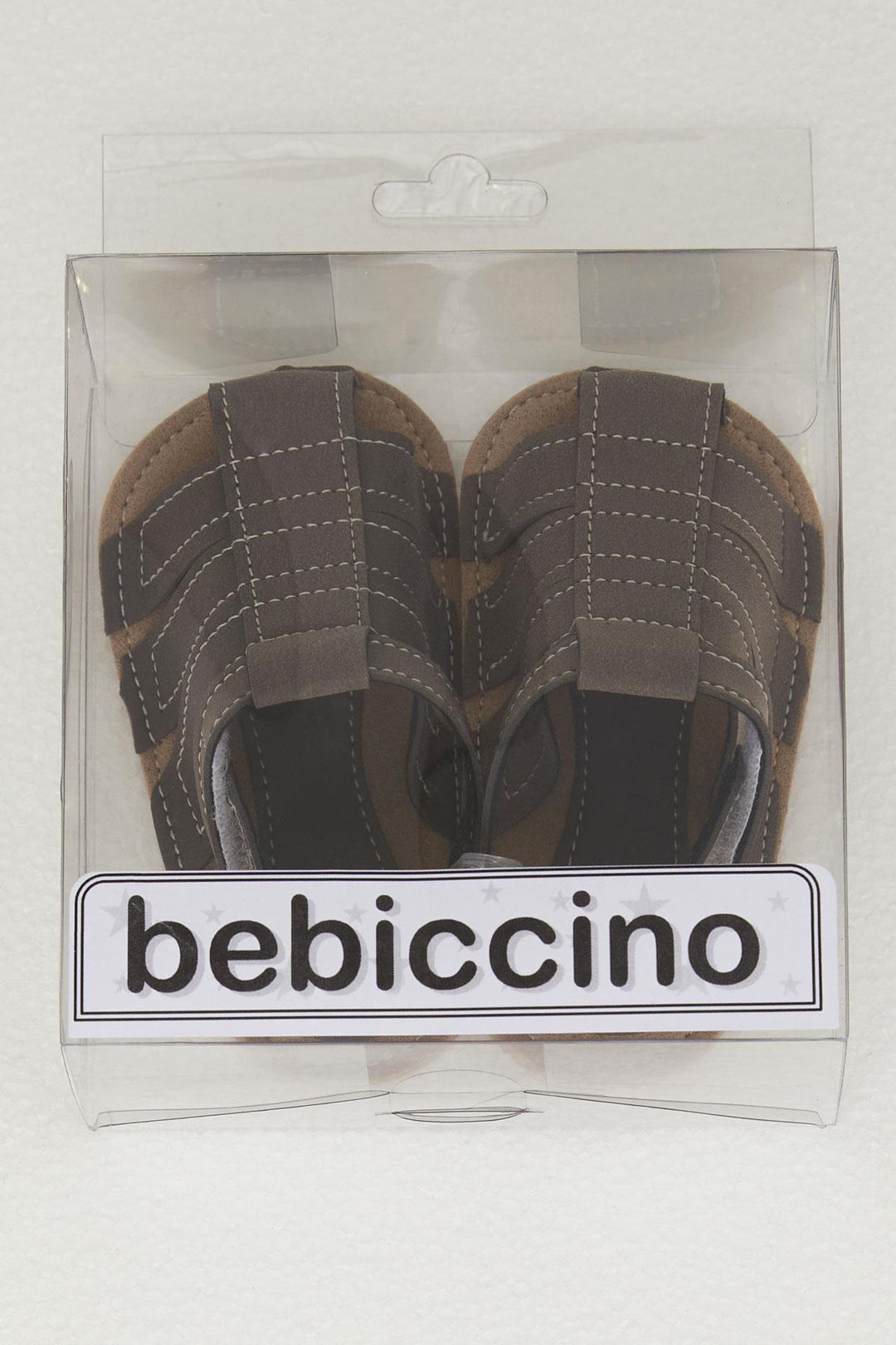 BRE Breeze Baby Boy Nubuck Sandals with Velcro, Size 189, Brown - Canton