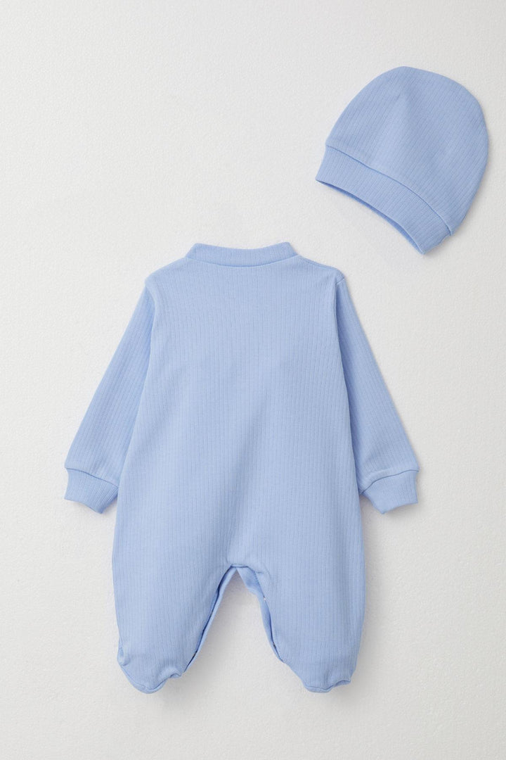 BRE Breeze Baby Boy Footed Romper with Car Embroidery 0-6 Months, Light Blue - Floreşti