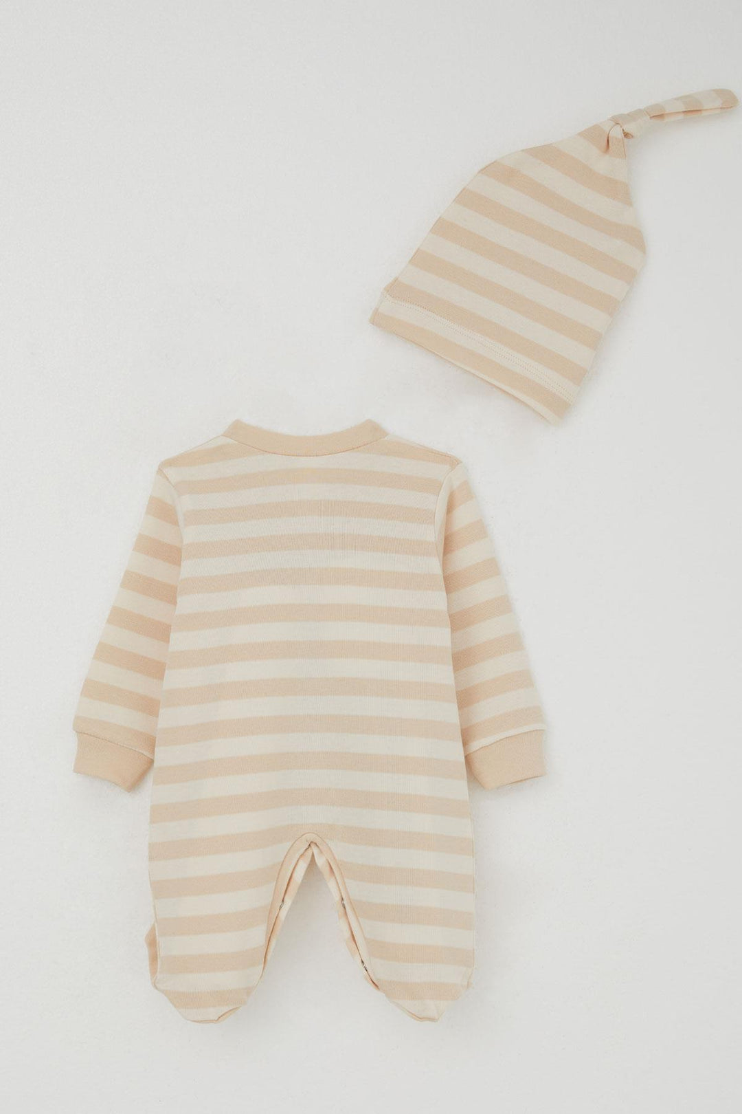 BRE Breeze Baby Boy Striped Romper with Socks 0-6 Months, Cream - Scandicci