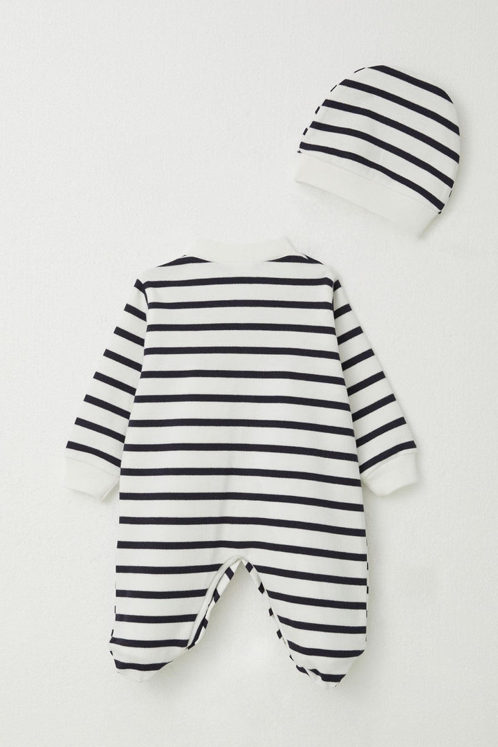 BRE Breeze Baby Boy Striped Romper with Socks 0-6 Months, White - Wiener Neustadt
