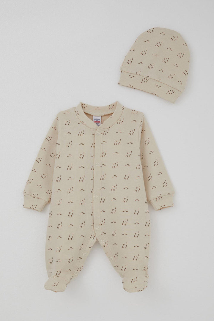 BRE Breeze Baby Boy Romper with Sock Pattern 0-6 Months, Beige - Dordrecht