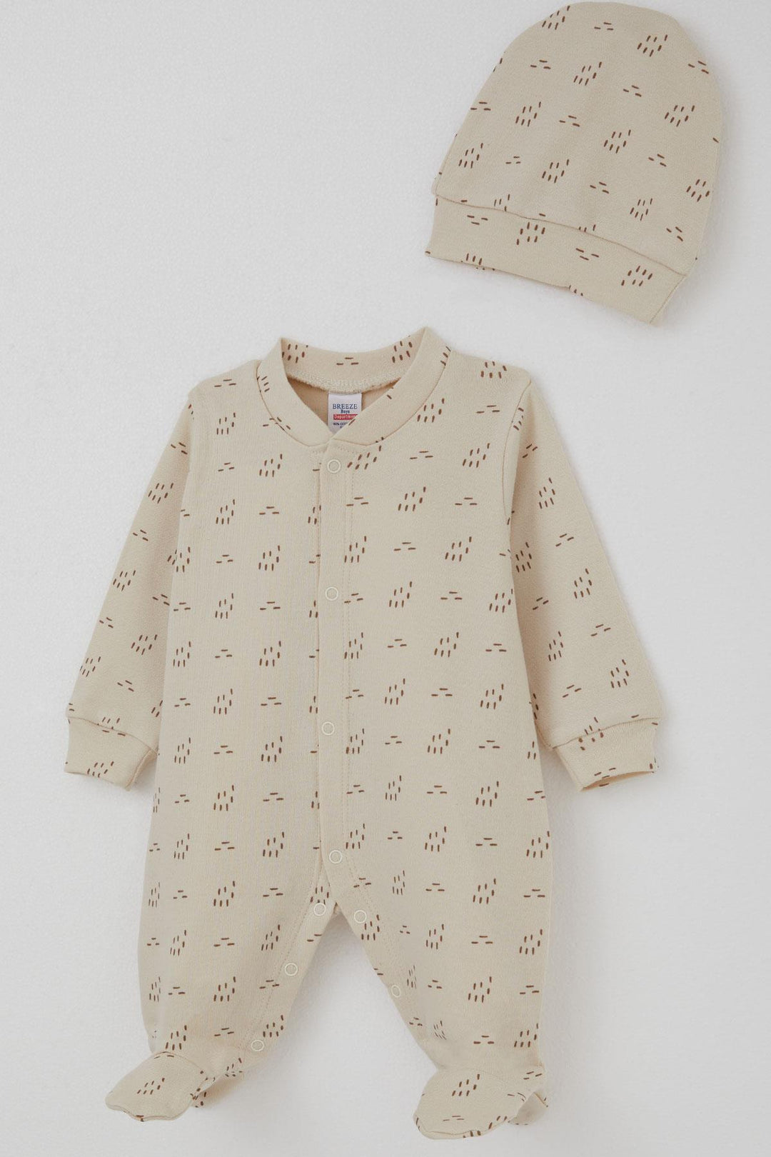 BRE Breeze Baby Boy Romper with Sock Pattern 0-6 Months, Beige - Dordrecht