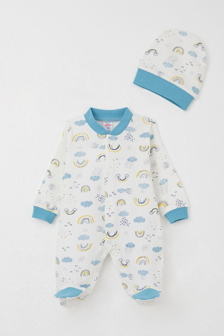 BRE Breeze Baby Boy Footed Romper Sky Themed 0-6 Months, White - Tonbridge