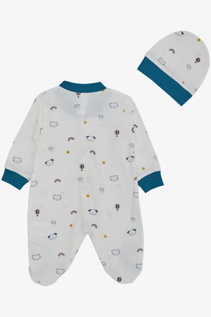 BRE Breeze Baby Boy Footed Romper Sky Themed Animal منقوشة 0-6 أشهر، إكرو - كوبورج