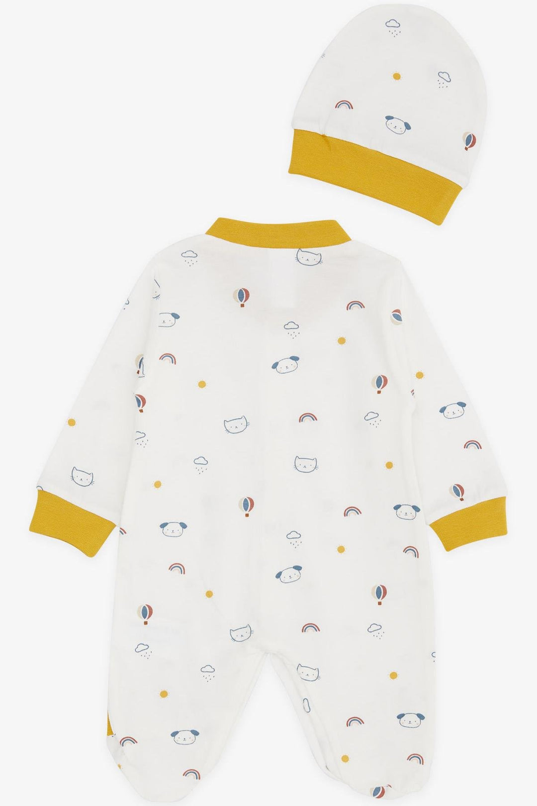 BRE Breeze Baby Boy Footed Romper Sky Themed Animal منقوشة 0-3 أشهر-6 أشهر، إكرو - Wels