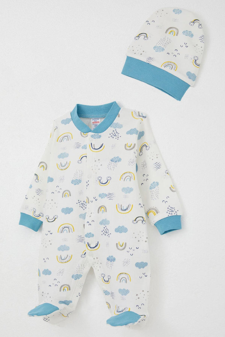 BRE Breeze Baby Boy Footed Romper Sky Themed 0-6 Months, White - Tonbridge
