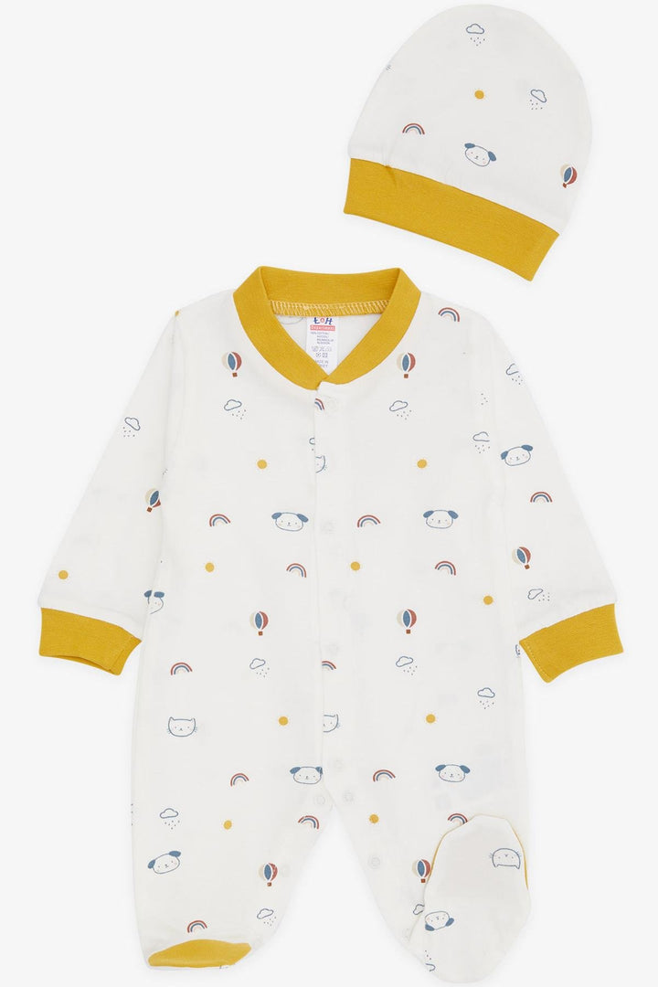 BRE Breeze Baby Boy Footed Romper Sky Themed Animal منقوشة 0-3 أشهر-6 أشهر، إكرو - Wels