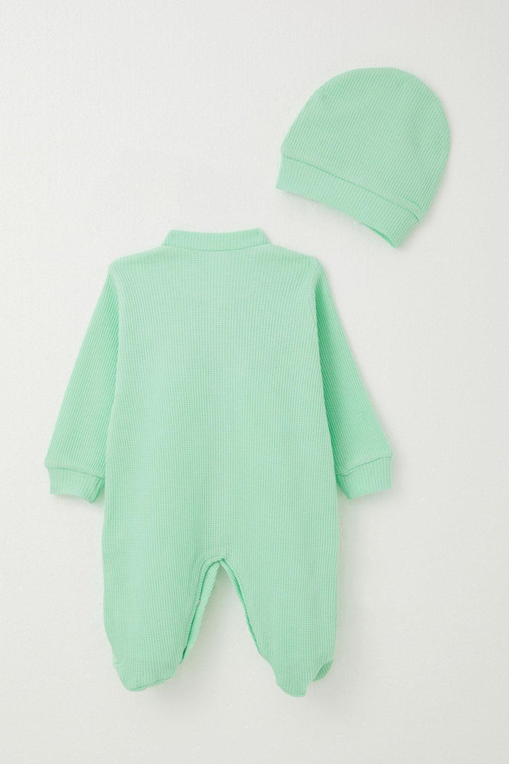 BRE Breeze Baby Boy Footed Romper with Construction Machine Print 0-6 Months, Pistachio Green - Fair Oaks