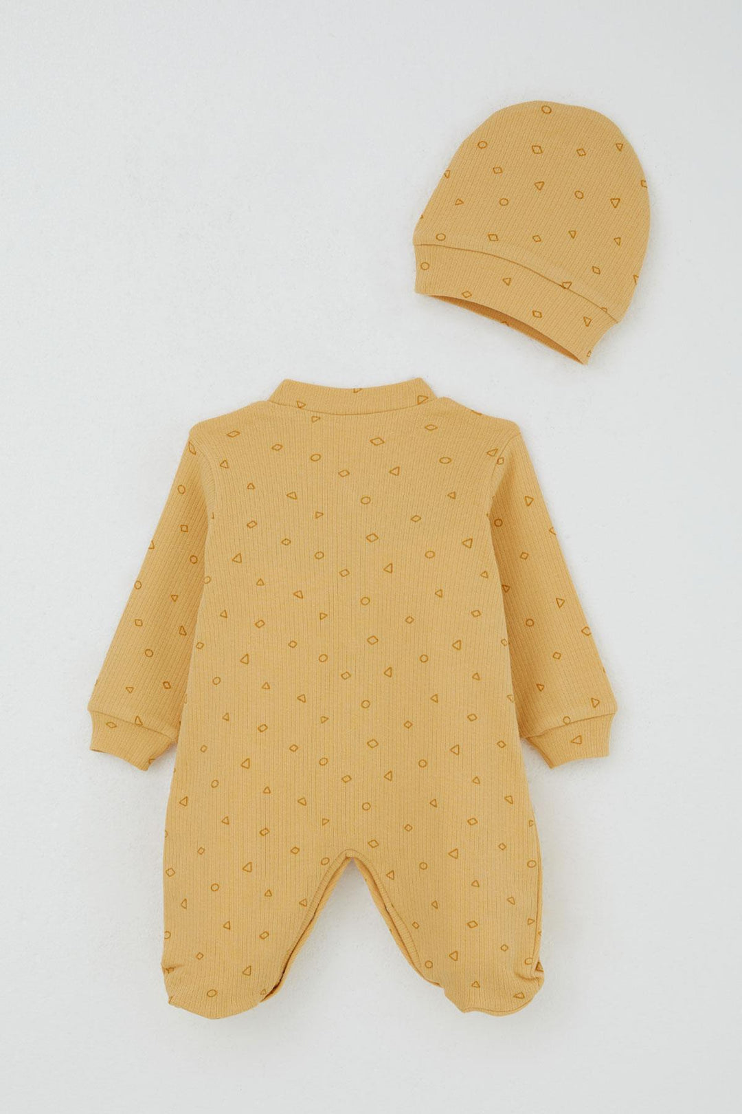 BRE Breeze Baby Boy Footed Romper Mini Geometric Shapes 0-6 Months, Mustard Yellow - Hyères
