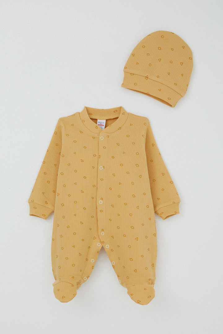 BRE Breeze Baby Boy Footed Romper Mini Geometric Shapes 0-6 Months, Mustard Yellow - Hyères