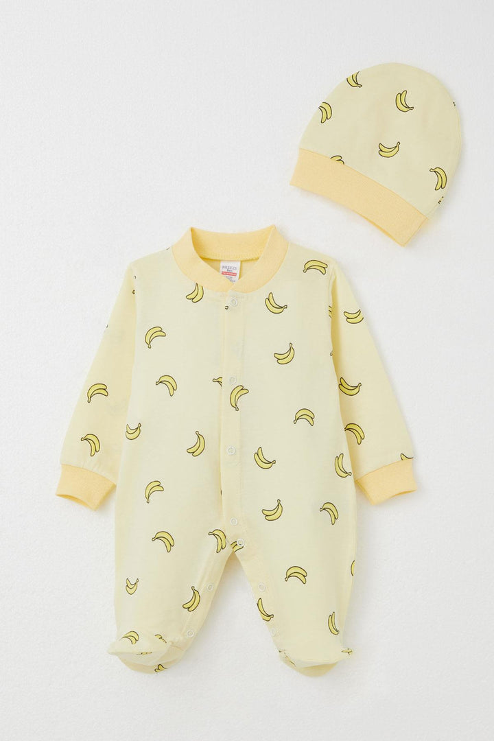 BRE Breeze Baby Boy Footed Romper with Banana Pattern 0-6 Months, Yellow - Round Lake Beach