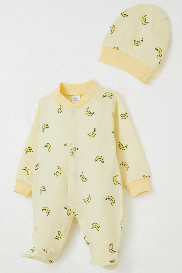 BRE Breeze Baby Boy Footed Romper with Banana Pattern 0-6 Months, Yellow - Round Lake Beach