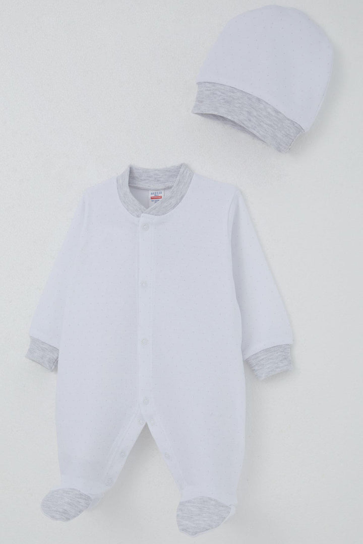 BRE Breeze Baby Boy Romper with Socks Polka Dot Pattern 0-6 Months, White - Purísima de Bustos