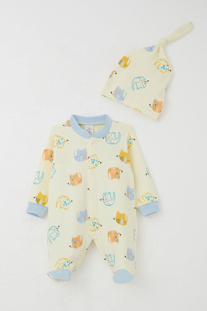 BRE Breeze Baby Boy Footed Romper Colorful Cute Elephant Patterned 0-6 Months, Yellow - St. Louis