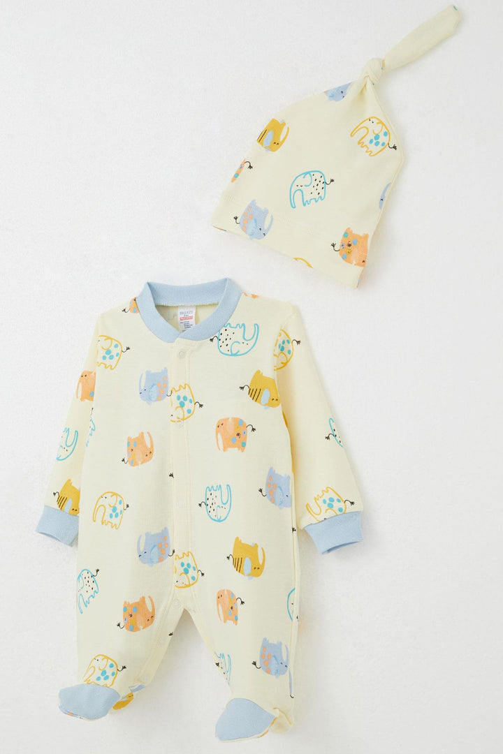 BRE Breeze Baby Boy Footed Romper Colorful Cute Elephant Patterned 0-6 Months, Yellow - St. Louis