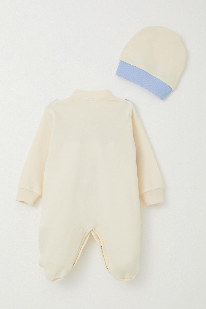 BRE Breeze Baby Boy Footed Romper with Fixed Bow Tie Vest 0-6 Months, Cream - Fort Myers