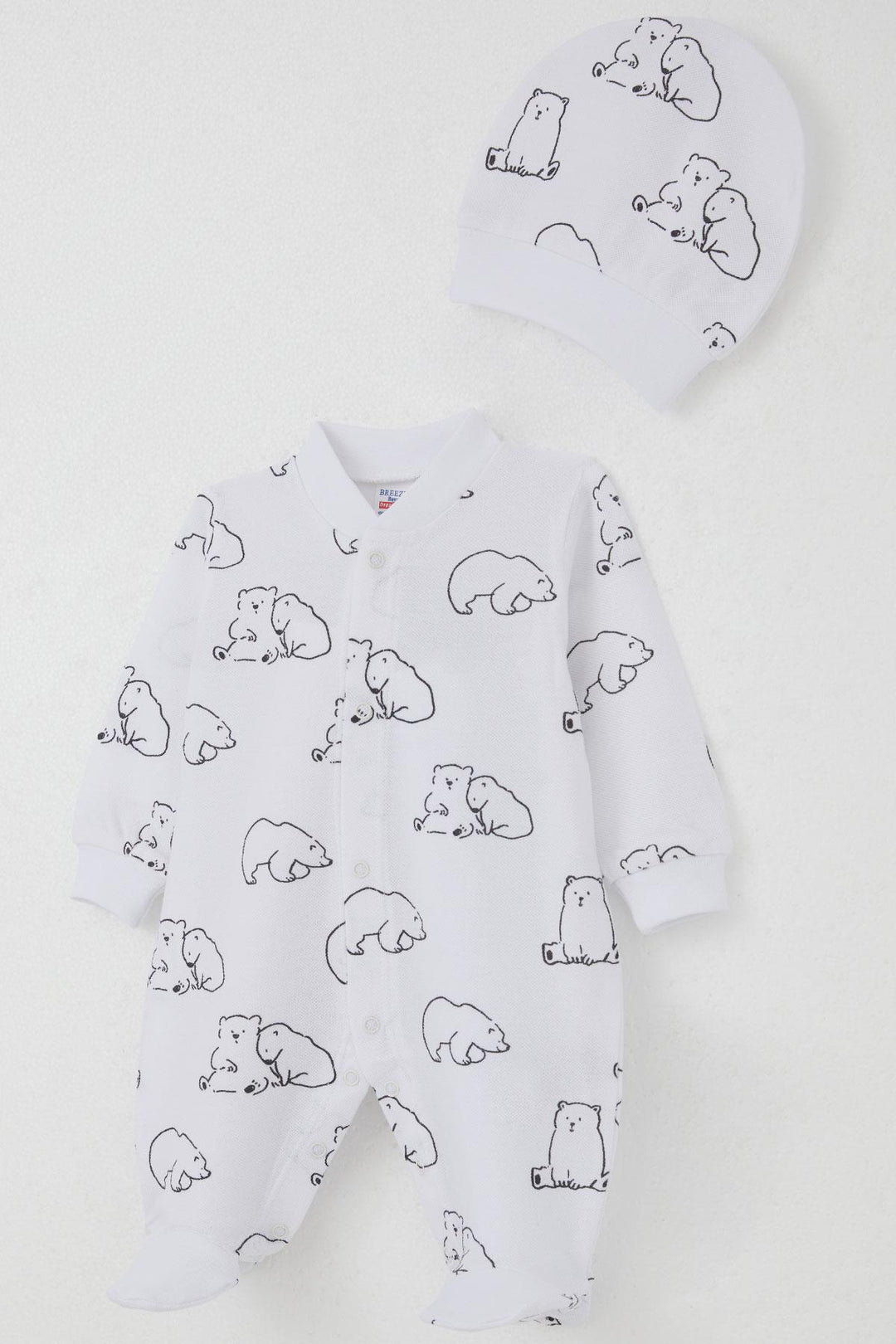 BRE Breeze Baby Boy Footed Romper with Cute Polar Bear Pattern 0-6 Months, White - Fayetteville