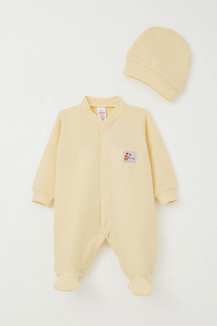 BRE Breeze Baby Boy Footed Romper Cute Balloon Teddy Bear Embroidered 0-6 Months, Yellow - Salford