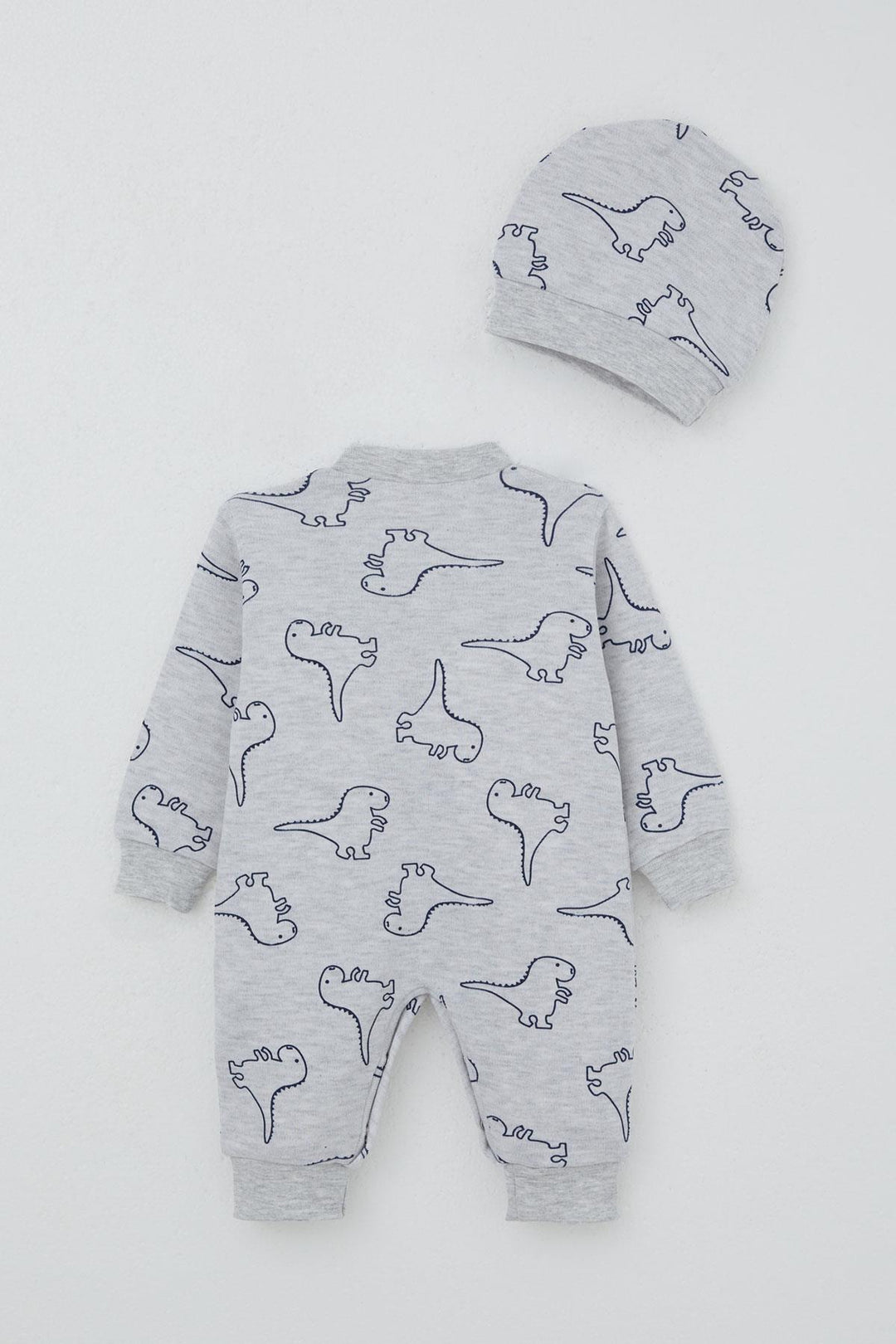 BRE Breeze Baby Boy Footed Romper Cute Dinosaur Patterned 0-6 Months, Light Grey Melange - Hannover