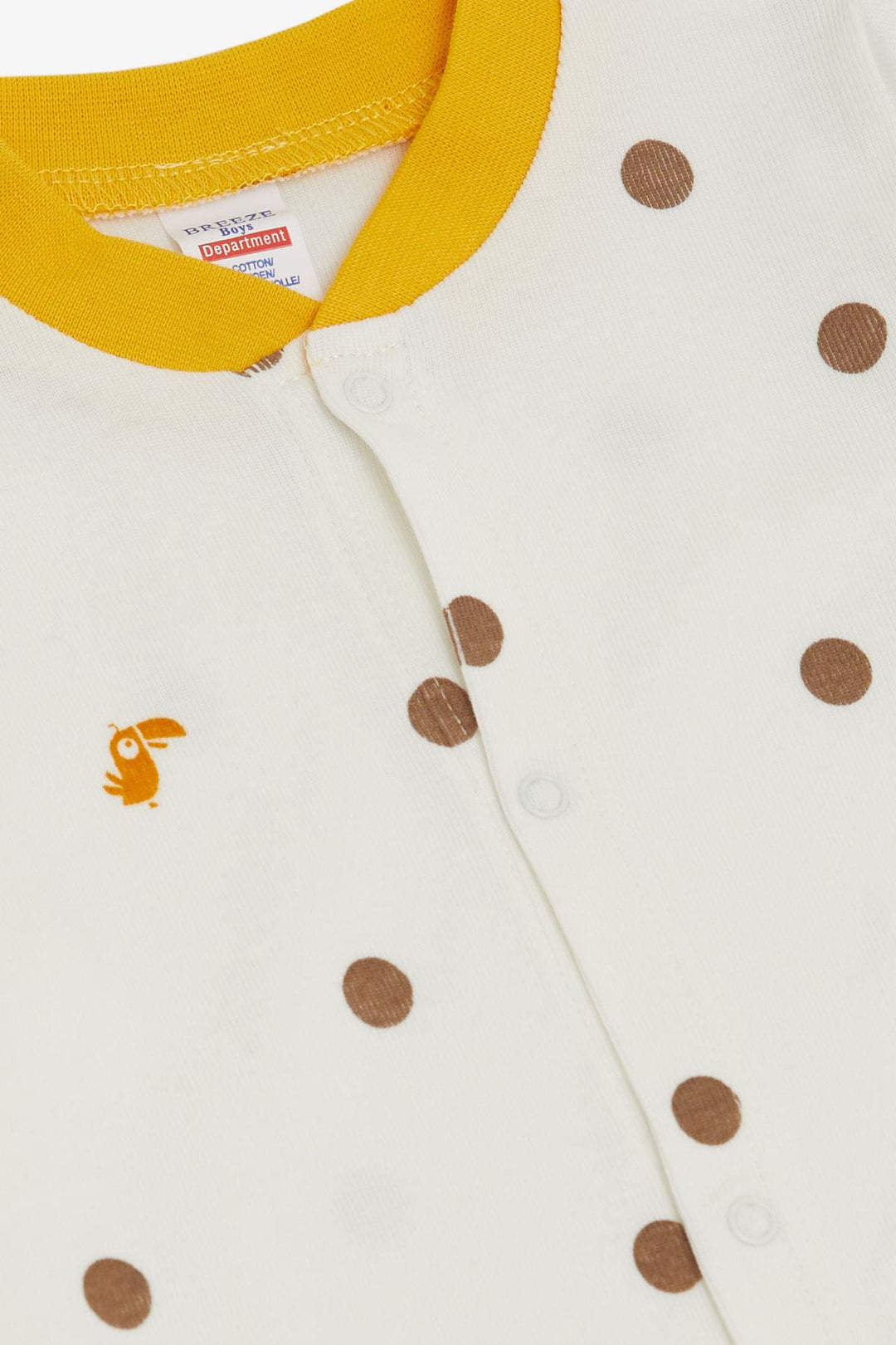 BRE Breeze Baby Boy Footed Romper لطيف طائر الطوقان منقوش منقط 0-6 أشهر، إكرو - سان مالو