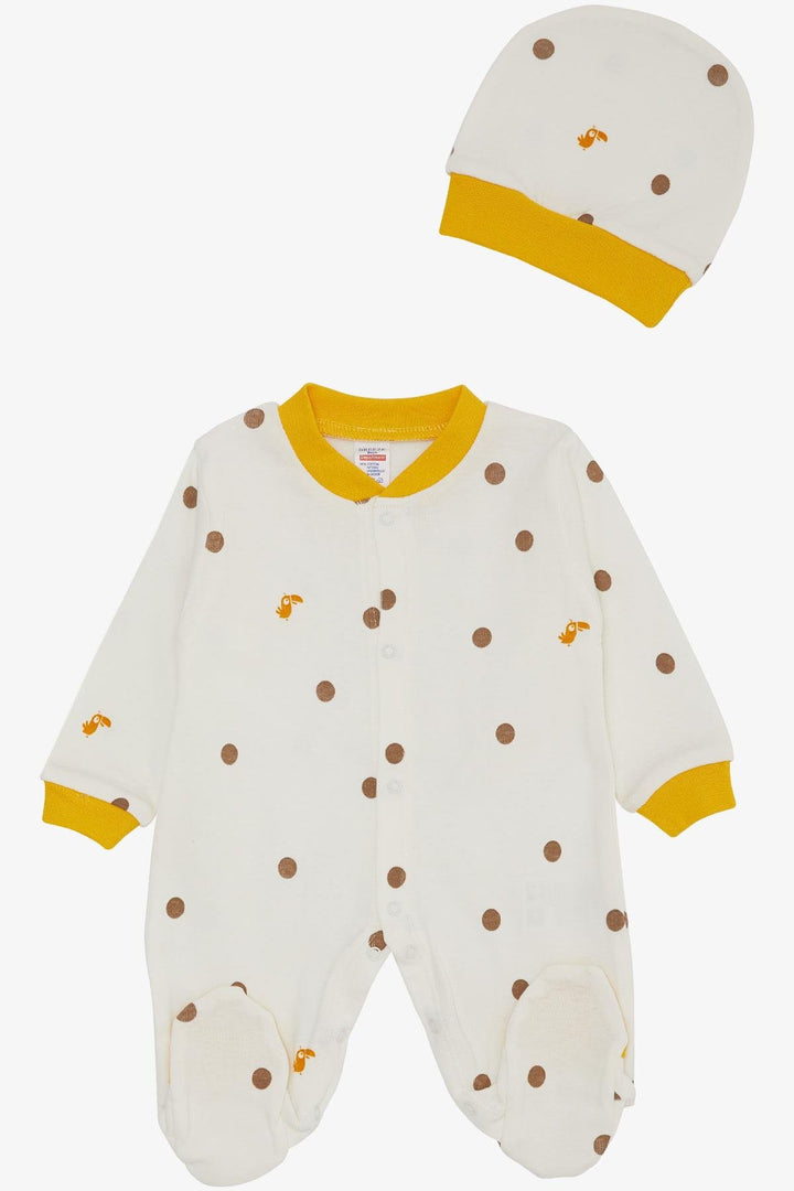 BRE Breeze Baby Boy Footed Romper لطيف طائر الطوقان منقوش منقط 0-6 أشهر، إكرو - سان مالو