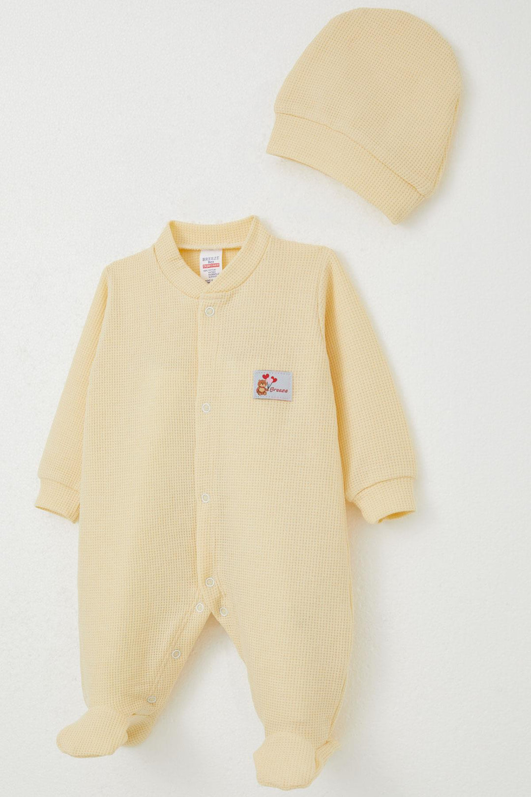 BRE Breeze Baby Boy Footed Romper Cute Balloon Teddy Bear Embroidered 0-6 Months, Yellow - Salford