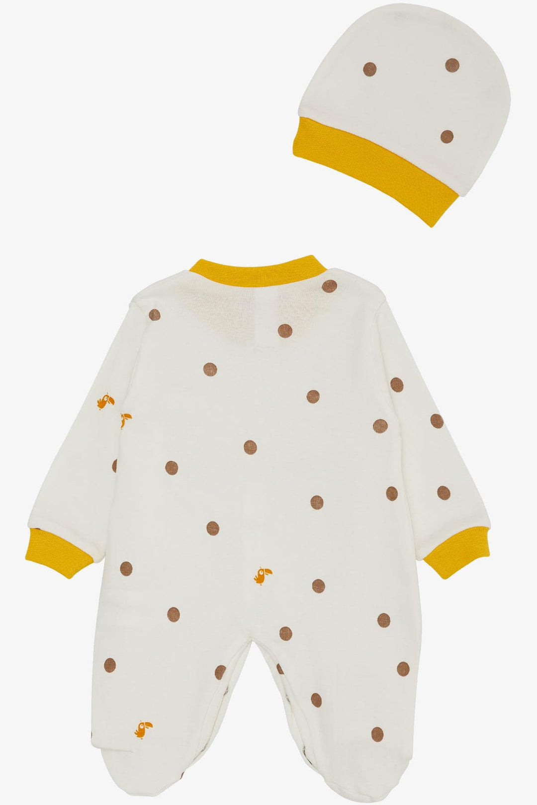 BRE Breeze Baby Boy Footed Romper لطيف طائر الطوقان منقوش منقط 0-6 أشهر، إكرو - سان مالو