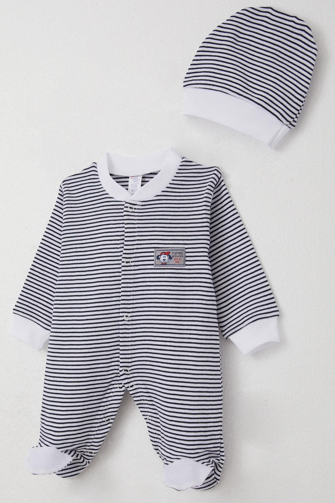 BRE Breeze Baby Boy Romper with Socks Cute Puppy Embroidery Striped 0-6 Months, Mixed Color - Vasylkiv