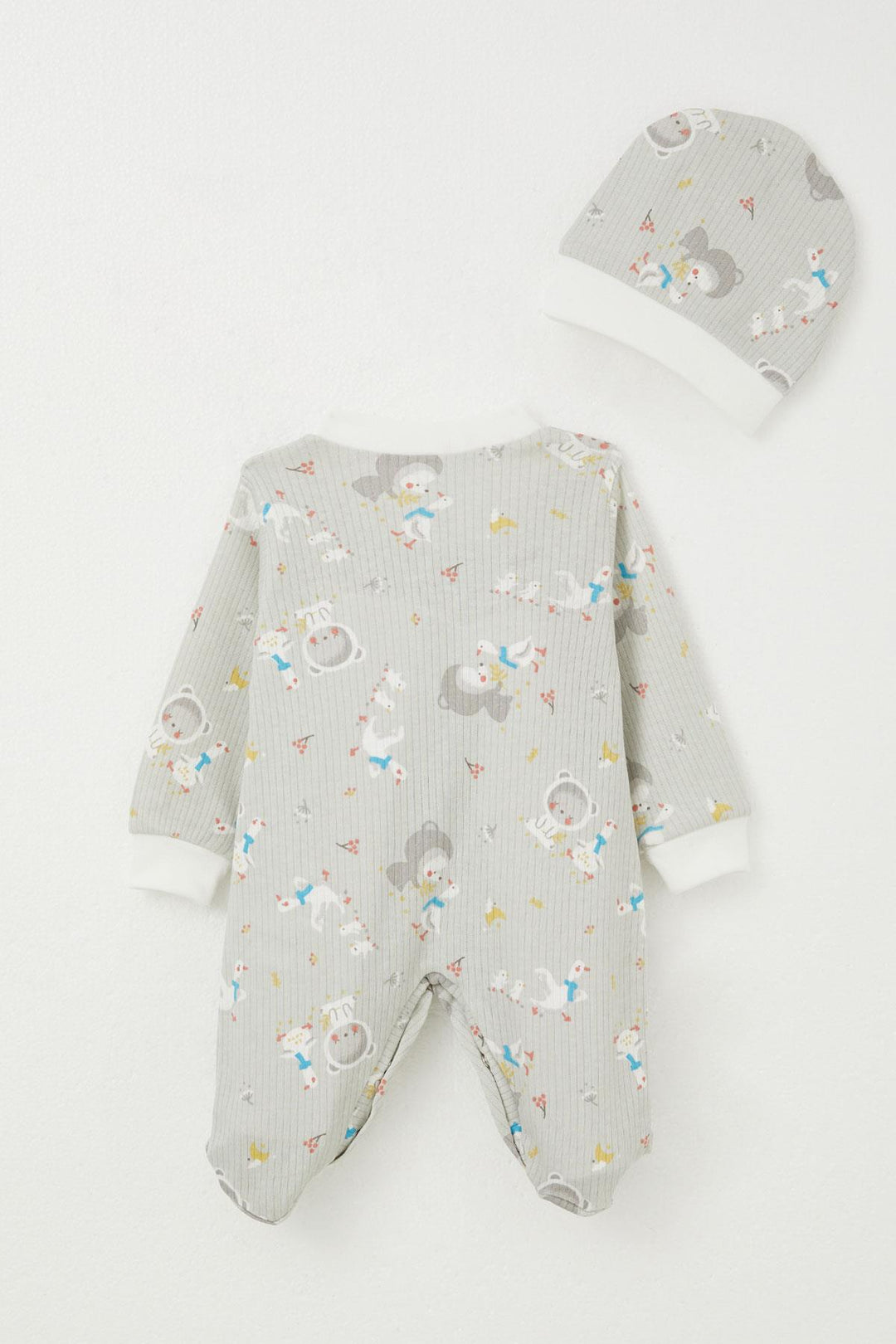 BRE Breeze Baby Boy Footed Romper with Cute Friends Pattern 0-6 Months, Gray - Odenton