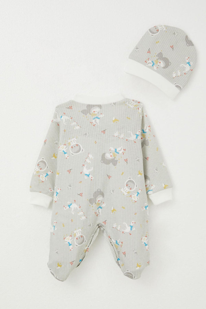 BRE Breeze Baby Boy Footed Romper with Cute Friends Pattern 0-6 Months, Gray - Odenton