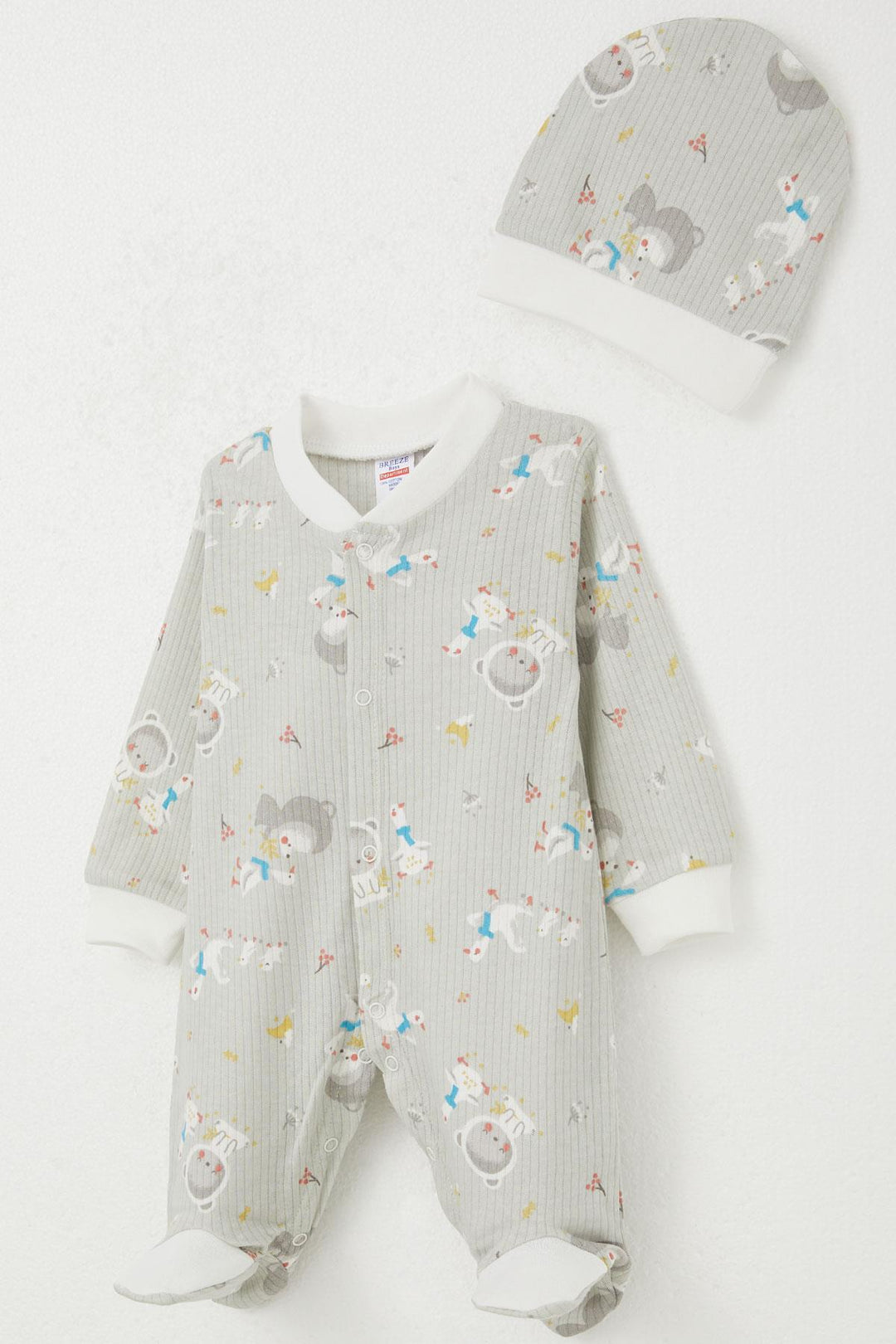 BRE Breeze Baby Boy Footed Romper with Cute Friends Pattern 0-6 Months, Gray - Odenton