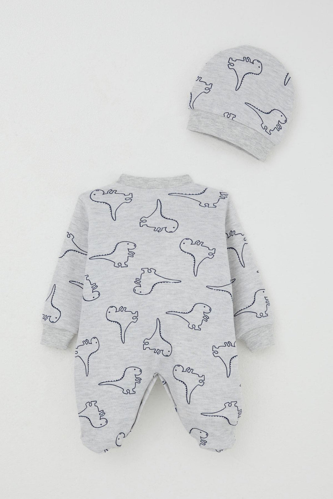 BRE Breeze Baby Boy Footed Romper Cute Dinosaur Patterned 0-6 Months, Light Grey Melange - Hürth