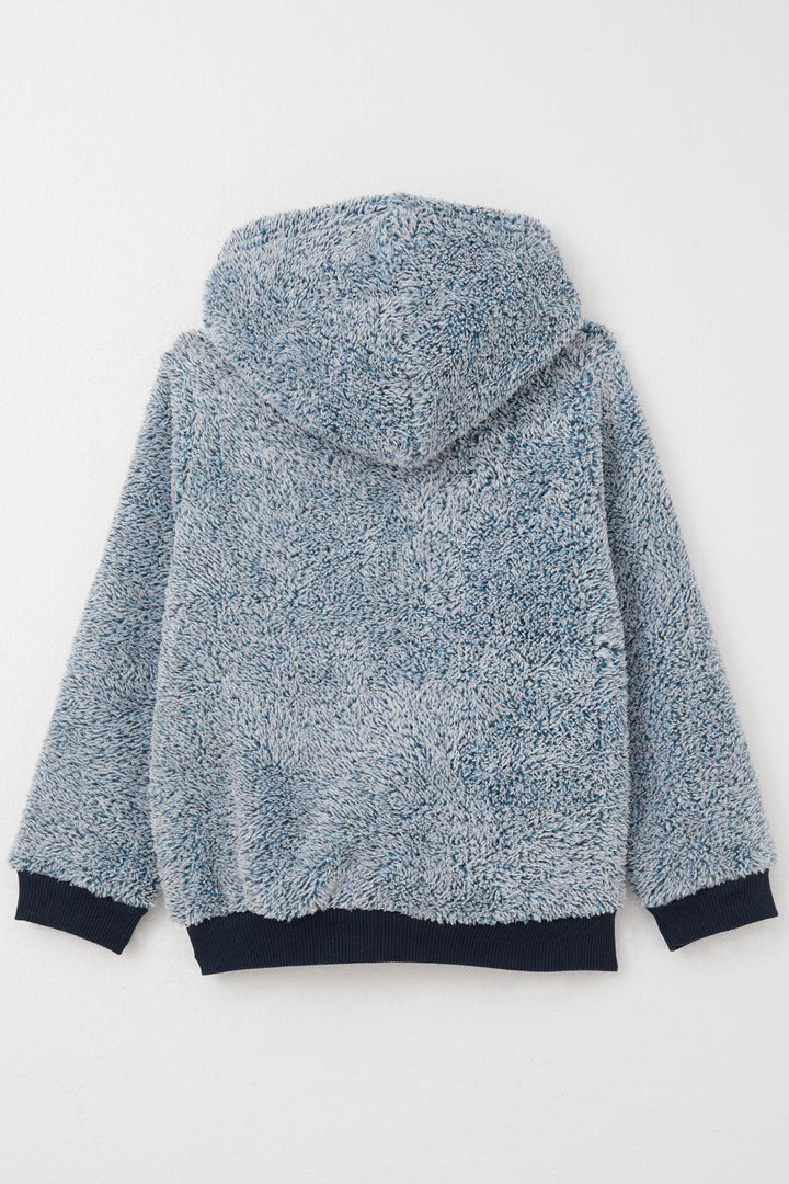 BRE Breeze Baby Boy Plush Hooded Zippered Cardigan 9 Months-3 Years, Navy Blue - Saint-Germain-en-Laye