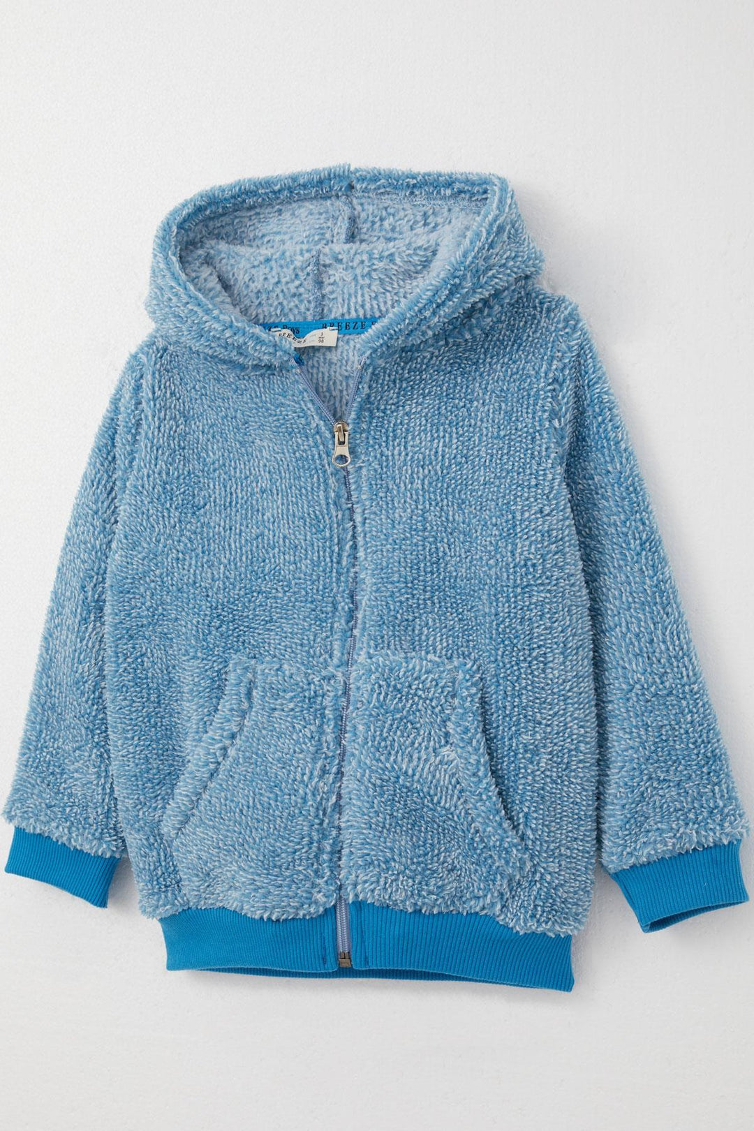 BRE Breeze Baby Boy Plush Hooded Zippered Cardigan 9 Months-3 Years, Blue - North Fort Myers
