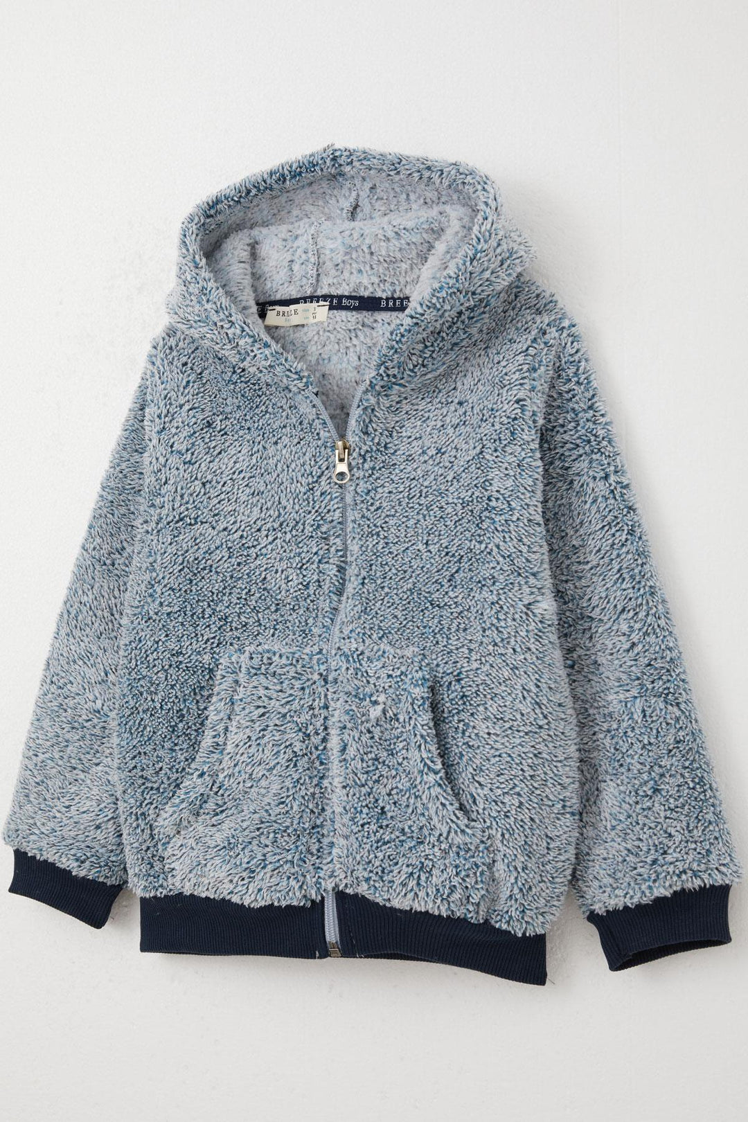 BRE Breeze Baby Boy Plush Hooded Zippered Cardigan 9 Months-3 Years, Navy Blue - Saint-Germain-en-Laye