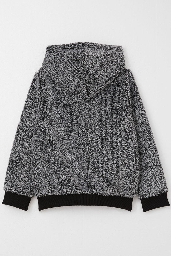 BRE Breeze Baby Boy Plush Hooded Zippered Cardigan 9 Months-3 Years, Black - Bad Homburg