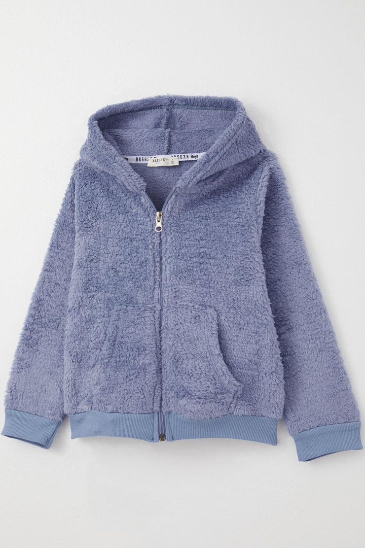 BRE Breeze Baby Boy Plush Hooded Zippered Cardigan 9 Months-3 Years, Lilac - North Miami