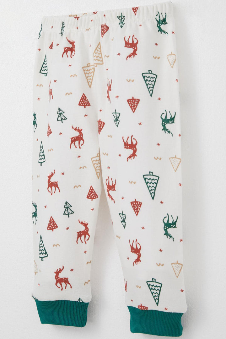 BRE Breeze Baby Boy Pajama Set Christmas Themed Deer Patterned 4 Months Year, Ecru - Sion