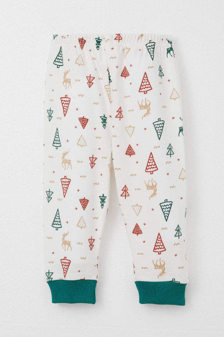 BRE Breeze Baby Boy Pajama Set Christmas Themed Deer Patterned 4 Months Year, Ecru - Sion