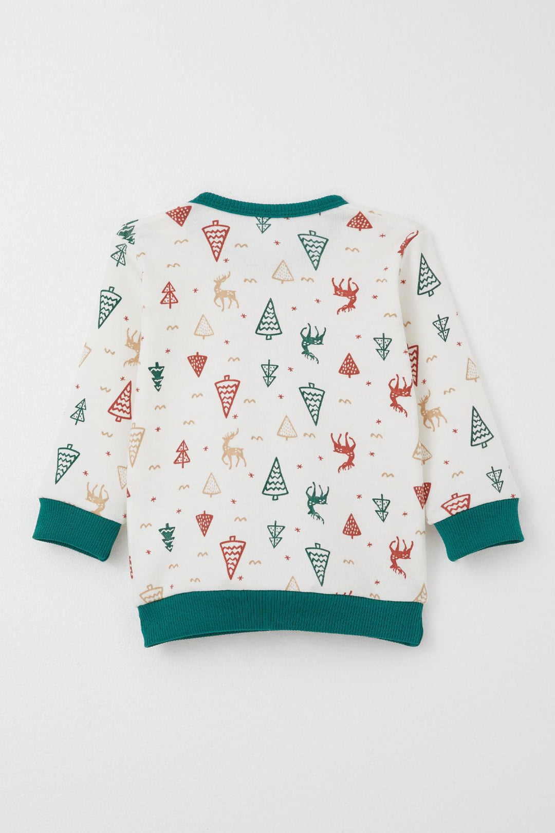 BRE Breeze Baby Boy Pajama Set Christmas Themed Deer Patterned 4 Months Year, Ecru - Sion
