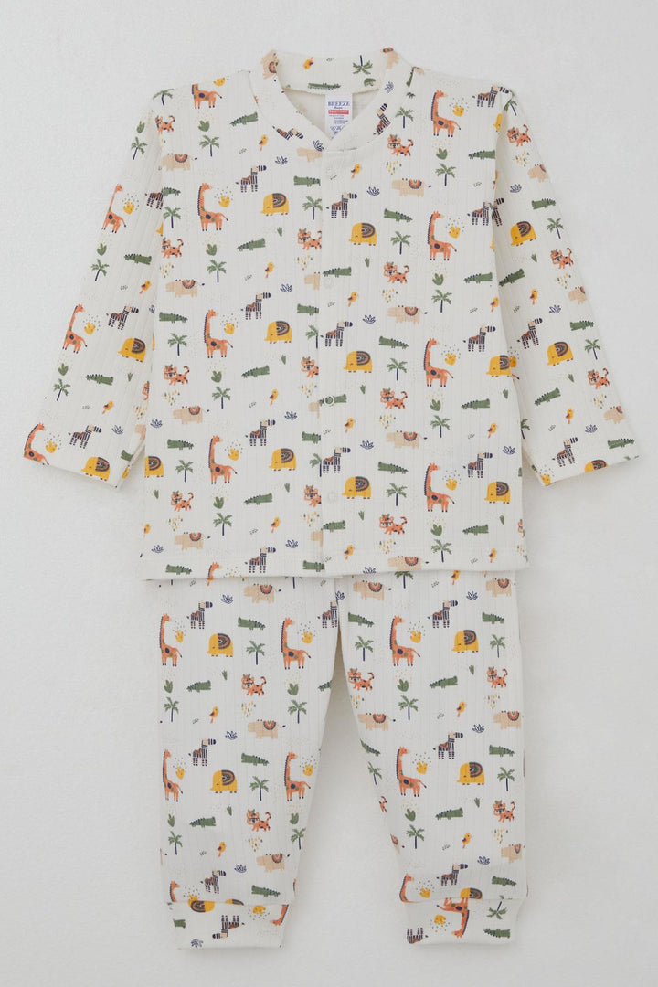 BRE Breeze Erkek Bebek Pijama Takımı Bebek Hayvanat Bahçesi 4 Ay Yaş, Ekru - La Vergne