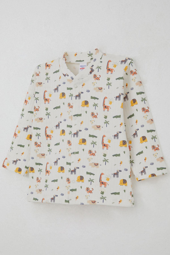 BRE Breeze Erkek Bebek Pijama Takımı Bebek Hayvanat Bahçesi 4 Ay Yaş, Ekru - La Vergne