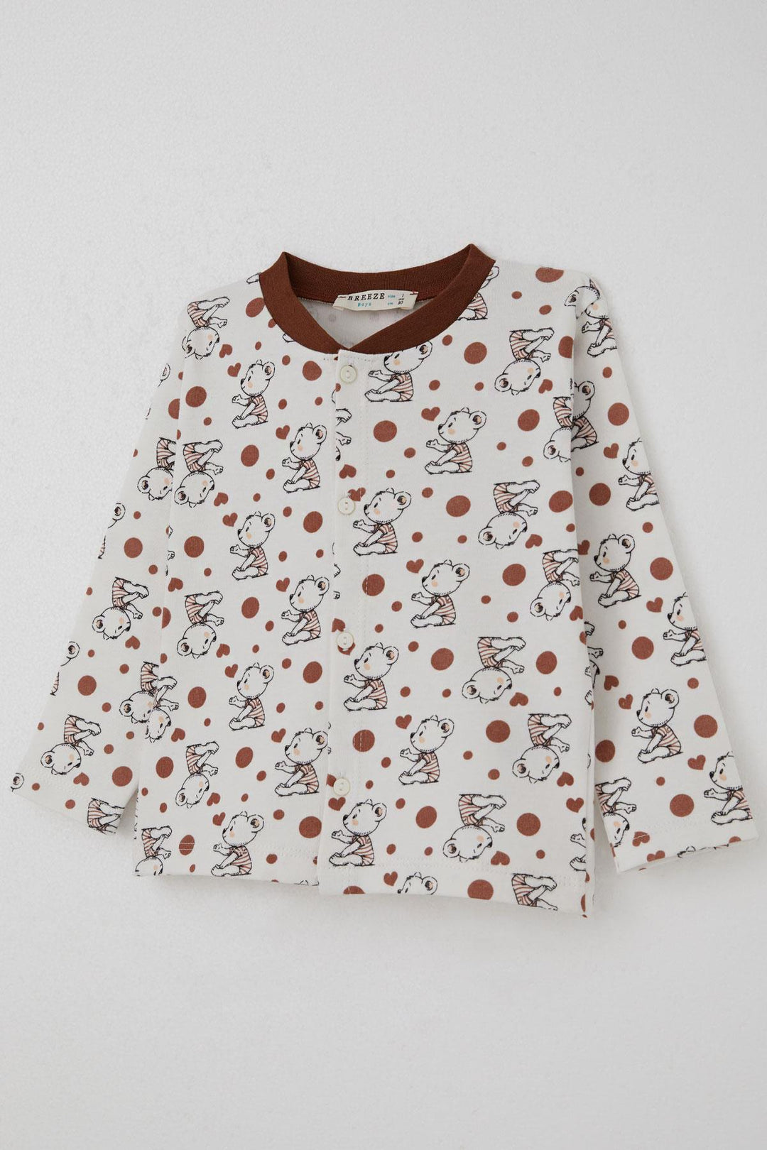 BRE Breeze Baby Boy Pajama Set Baby Cute Bear Patterned 4 Months Year, Ecru - La Louvière